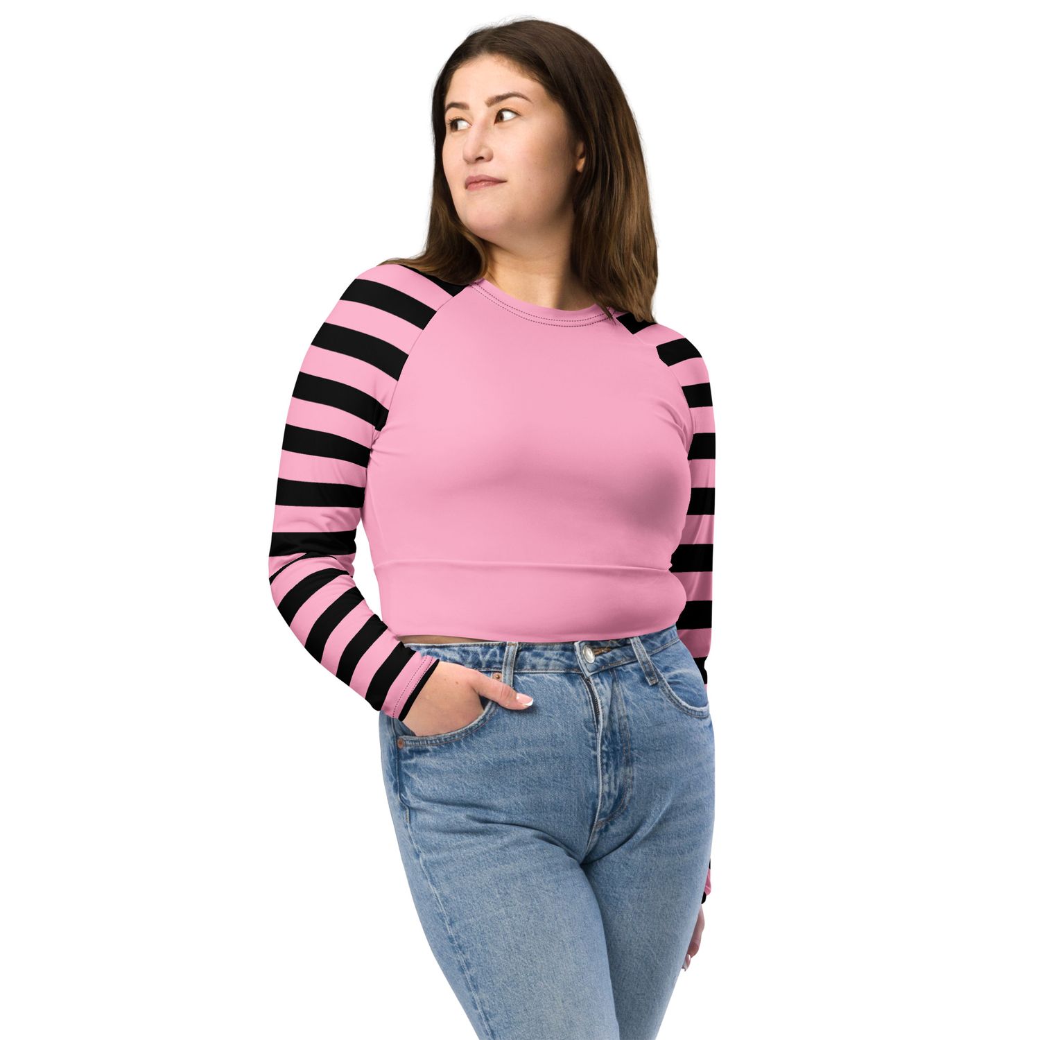 Prison Pink Long-Sleeve Crop Top