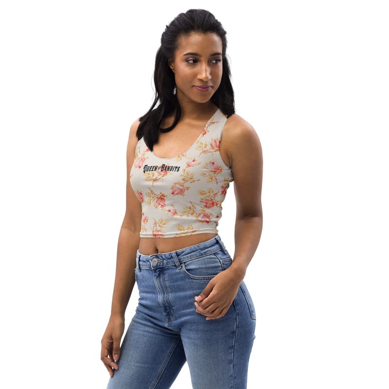 Queen of Bandits Pink Floral Crop Top