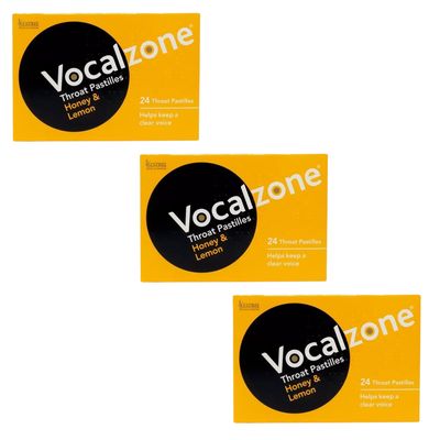 BUNDLE: Vocalzone Throat Pastilles - Honey &amp; Lemon (3 boxes of 24 pastilles)