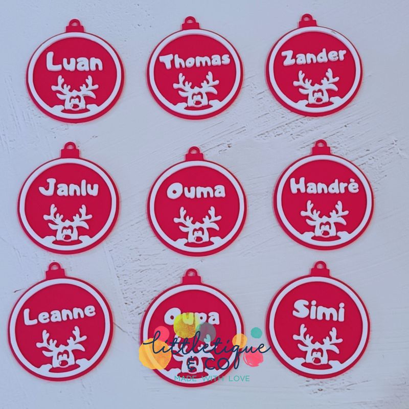 Reindeer bauble with name
