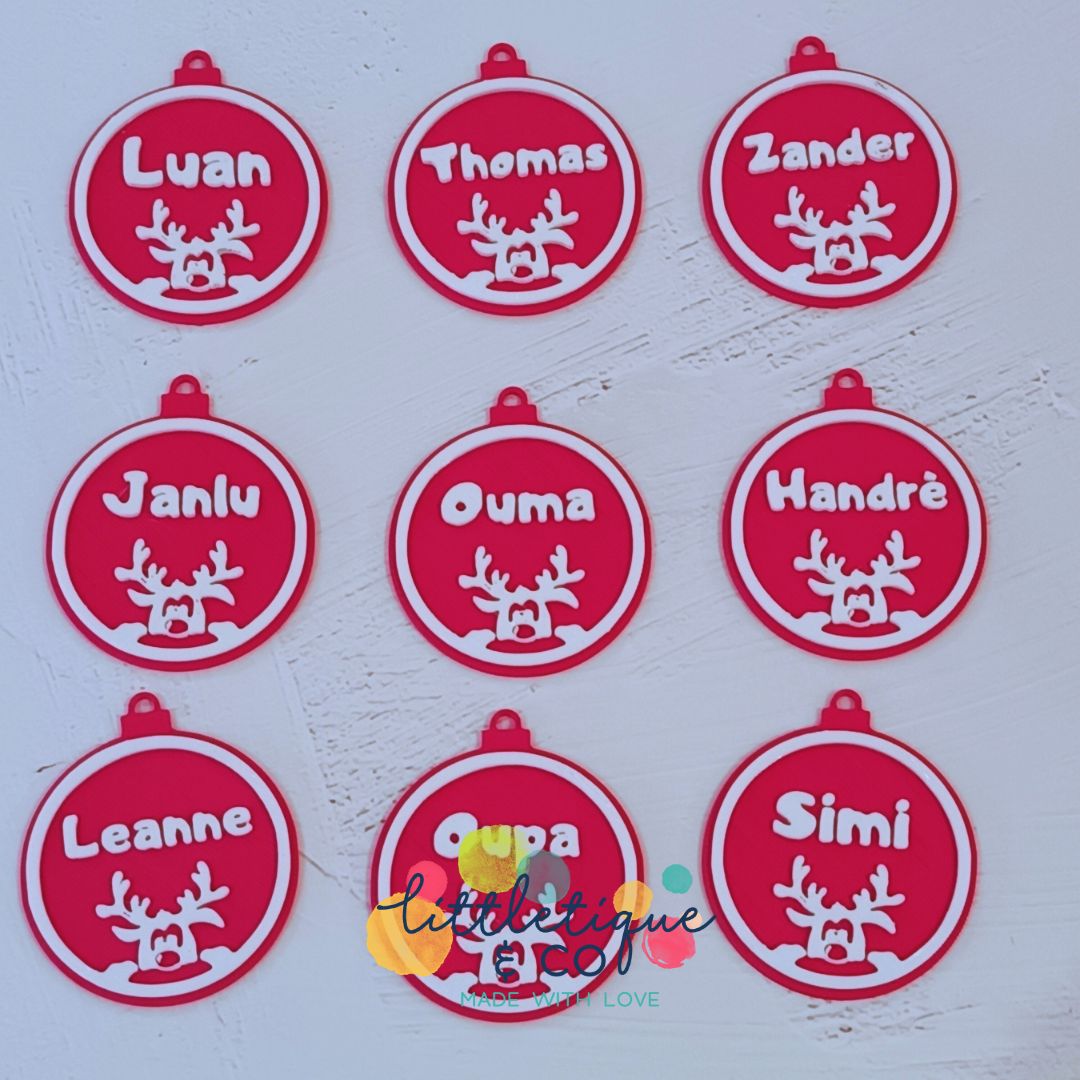 Reindeer bauble with name