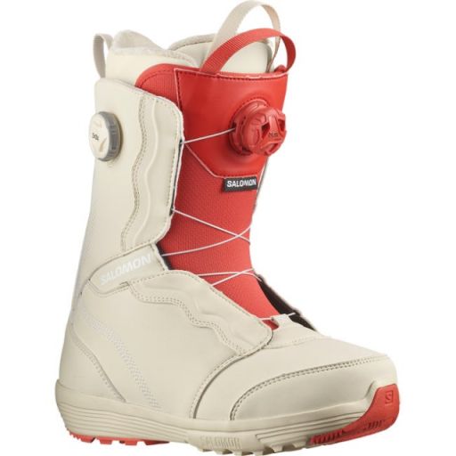 Salomon IVY BOA SJ BOA Women's Snowboard Boots 2024, Colour: Bleached Sand/Almond Milk/Aurora Red, Season: Fall 24, Size: 4
