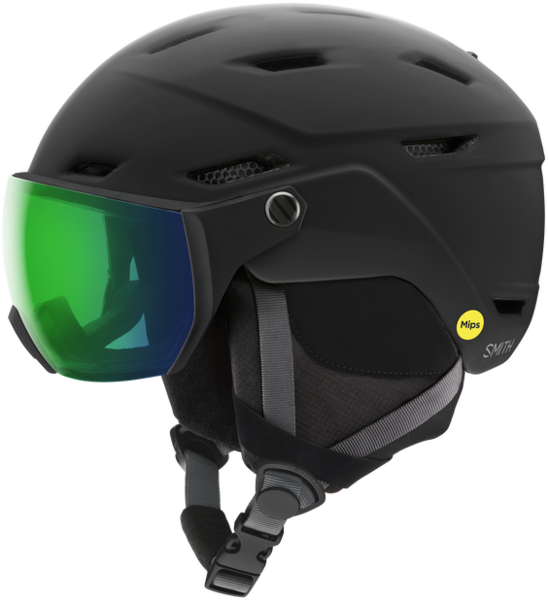 Smith Survey MIPS® Helmet, Color: Matte Black + ChromaPop™ Everyday Green Mirror Len, Size: Small 51-55cm