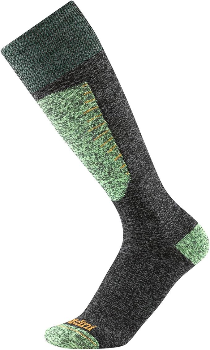 Gordini Men&#39;s Burke Lightweight Ski Sock, Color: Dark Grey / Lime, Size: M