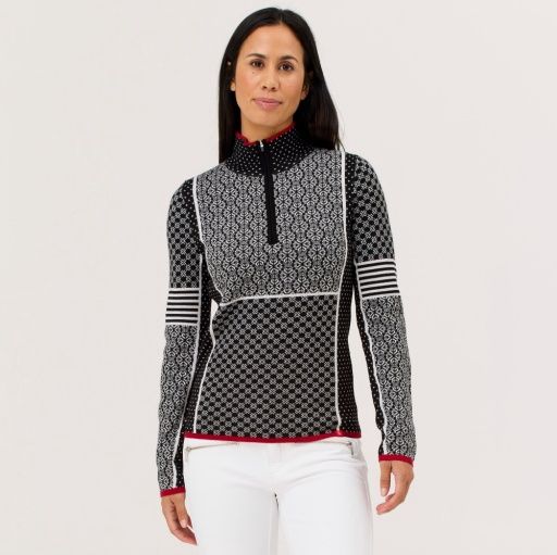 Krimson Klover Pow Zip Neck Womens Sweater, Colour: Heather Black, Size: S