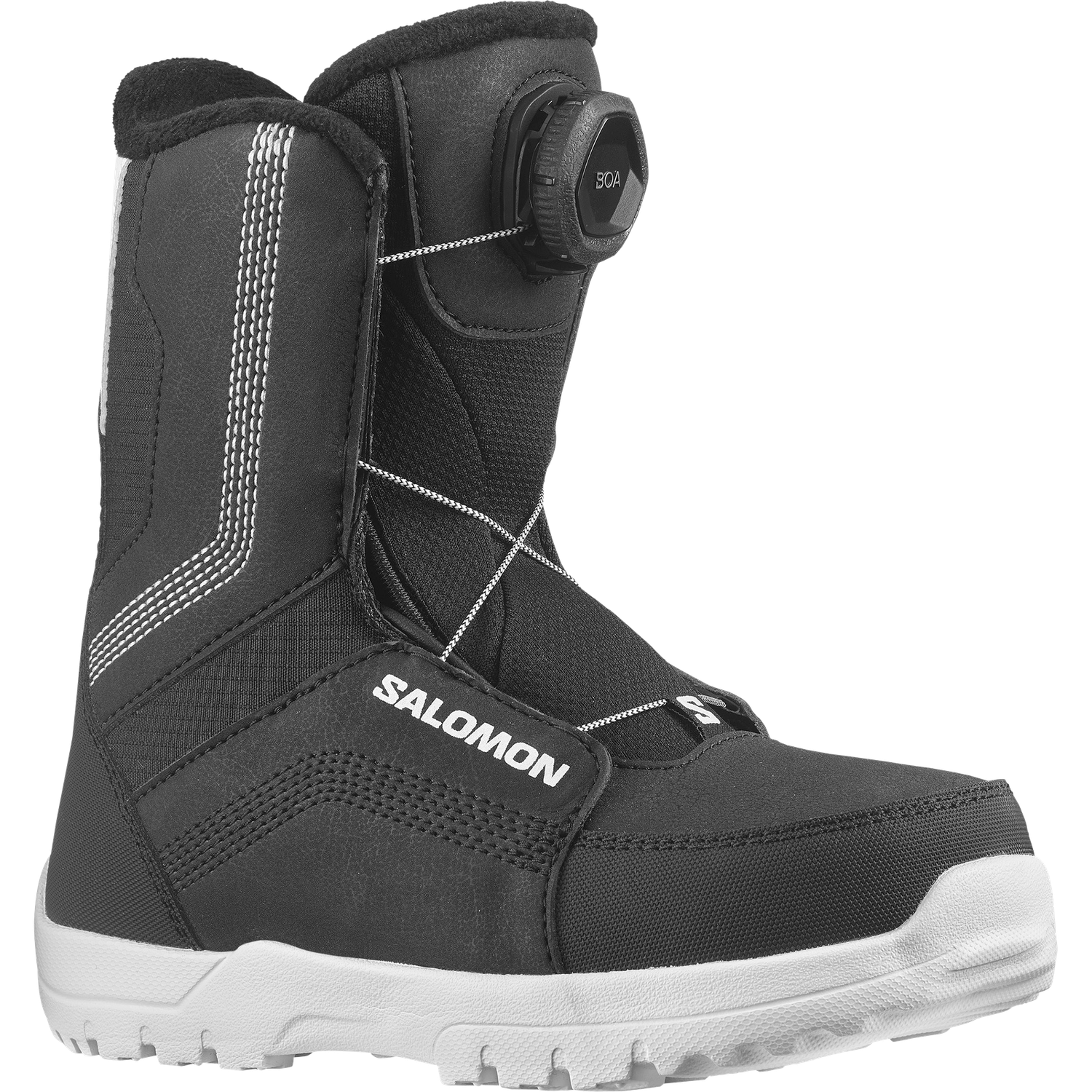 Salomon Whipstar Boa Jr. Snowboard Boots 2024, Color: Black/Black/White, Size: 17