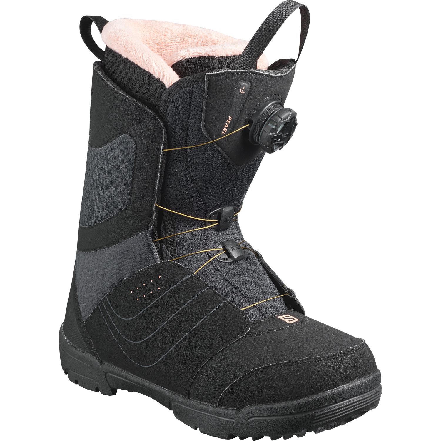 Salomon Pearl Boa Snowboard Boots, Color: Black/White/Gold, Size: 22