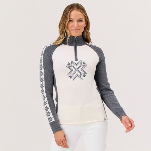 Krimson Klover Meribel Zip Neck Womens Sweater, Colour: Medium Grey, Size: S