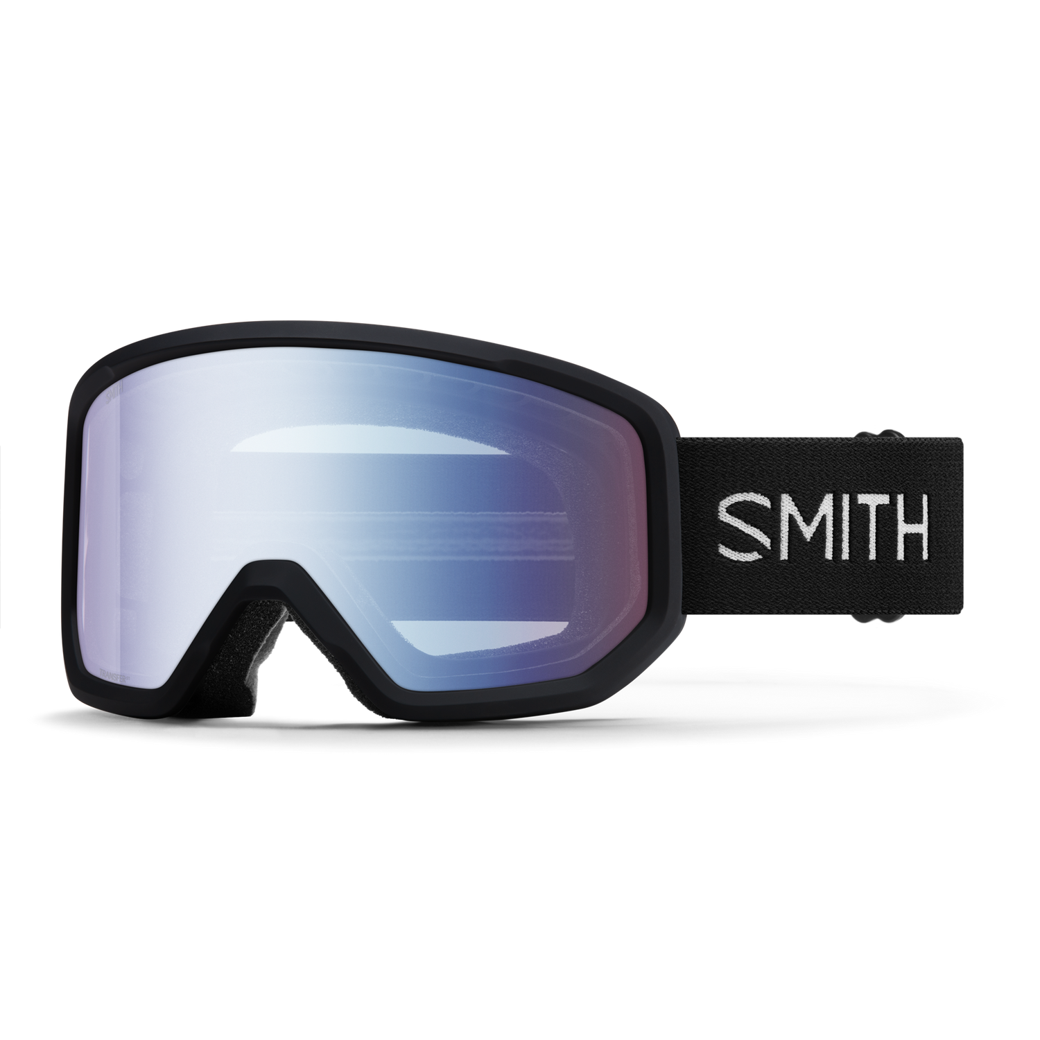 Smith Transfer - Low Bridge Fit Goggle, Color: Black/Blue Sensor Mirror