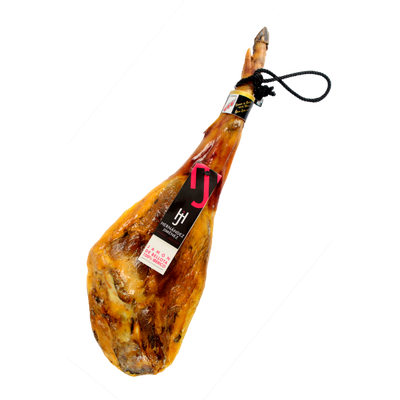 Jamón de bellota 100% ibérico pata negra Hernández Jiménez pieza entera con vitola negra DOP Guijue…