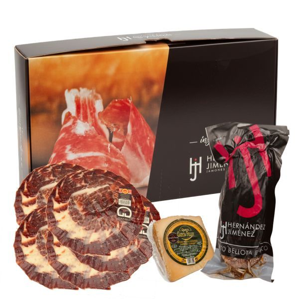 Lote regalo · Jamón de bellota loncheado, lomito y queso · Hernández Jiménez