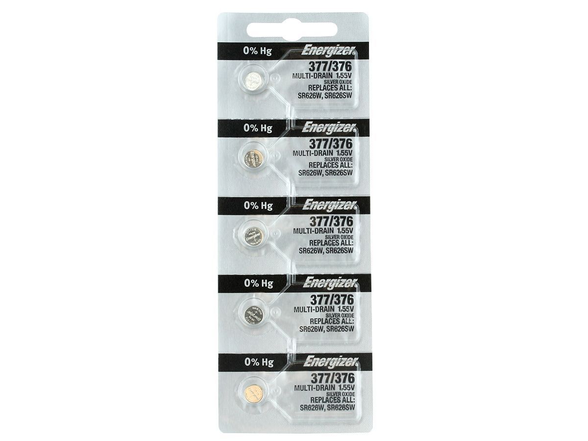 Energizer 377-376 silver oxide button, 5pc TS