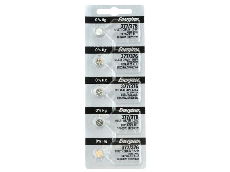 Energizer 377-376 silver oxide button, 5pc TS