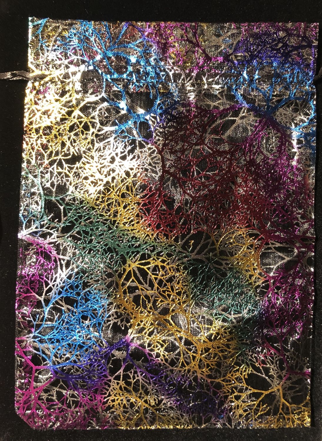 Black Organza Bag with Rainbow Trees