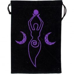 Moon Goddess Embroidered Drawstring Velvet Bag, 5 by 7 inches*