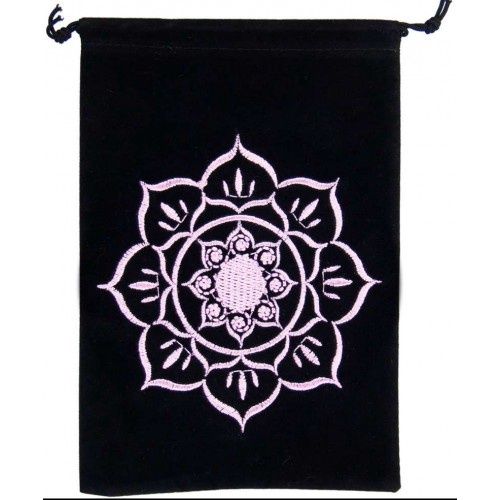 Om Embroidered Velvet Drawstring Bag, 5 by 7 inches