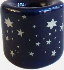Mini Candle Holder - Blue with Silver Stars