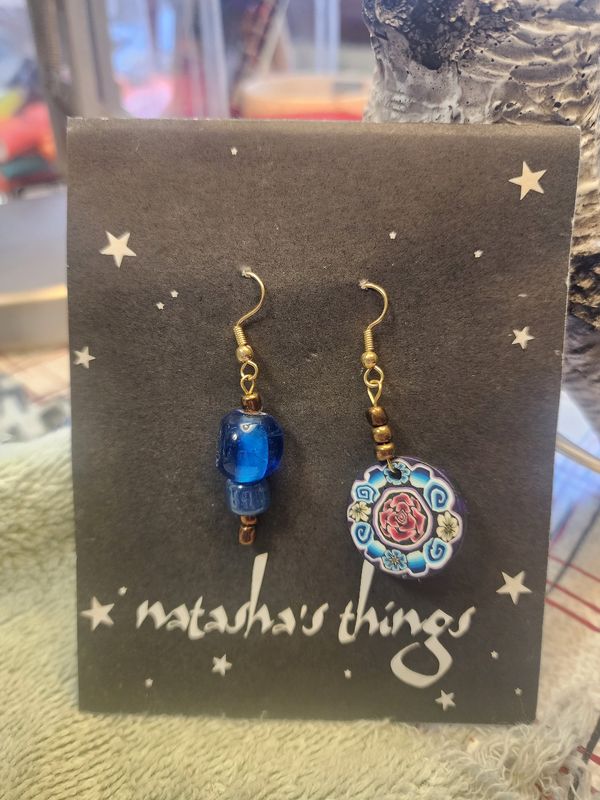 Blue Asymmetrical Earrings