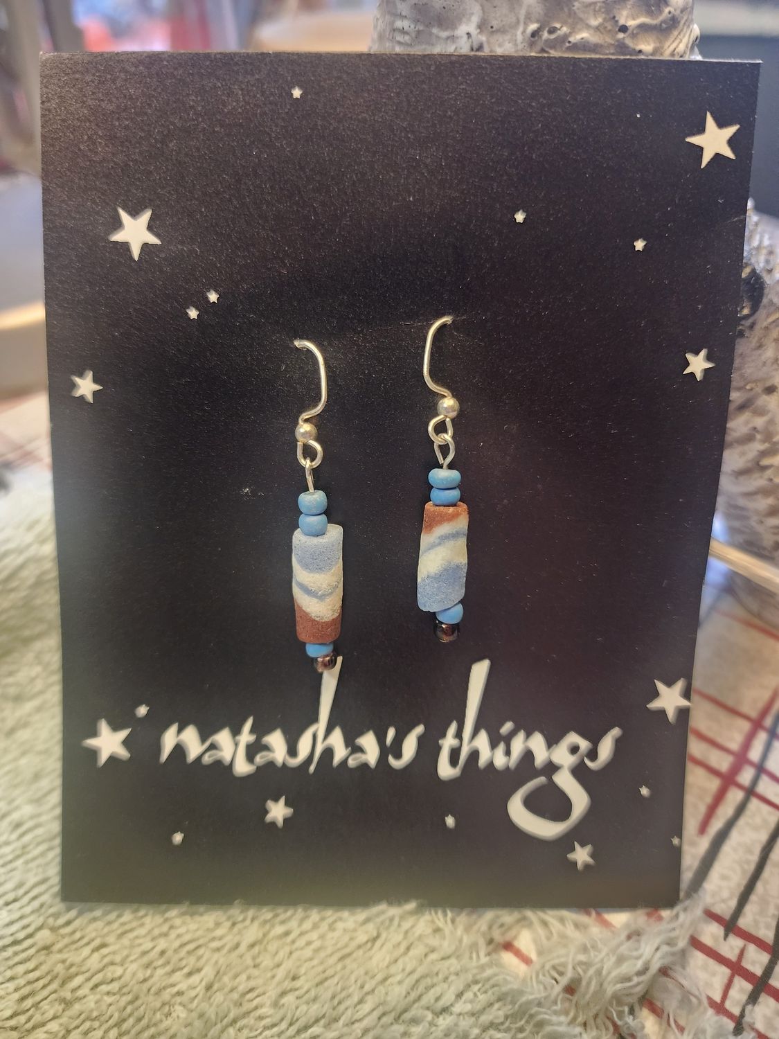 Marbled Barrel Bead Earrings