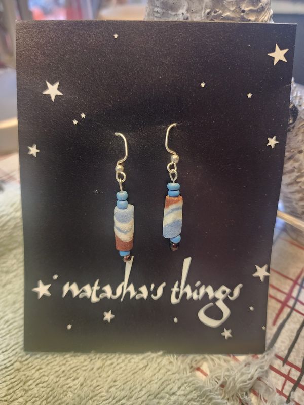 Marbled Barrel Bead Earrings