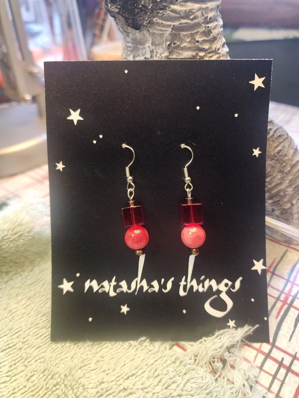 Pink Cube &amp; Sphere Earrings