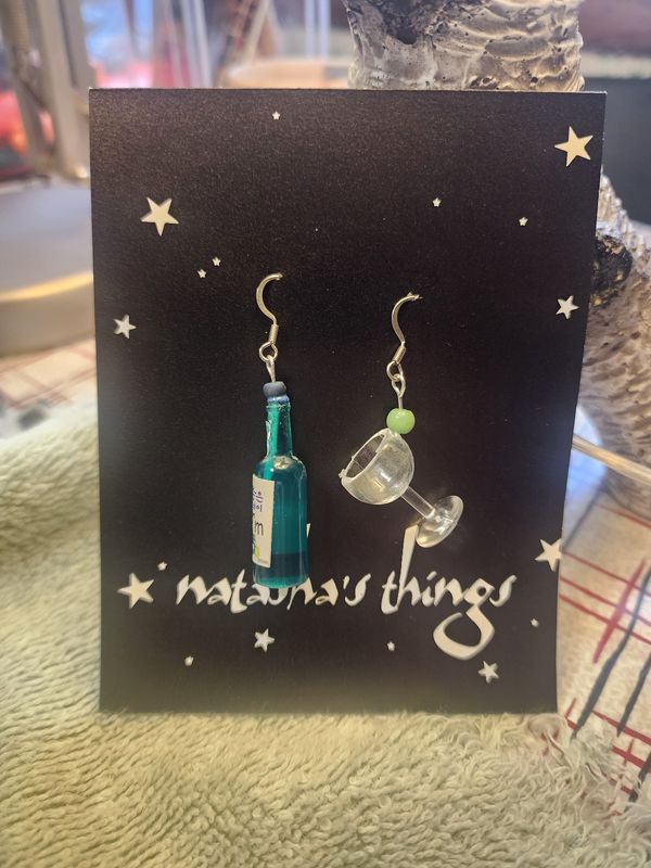 Wine &amp; Glass Earrings