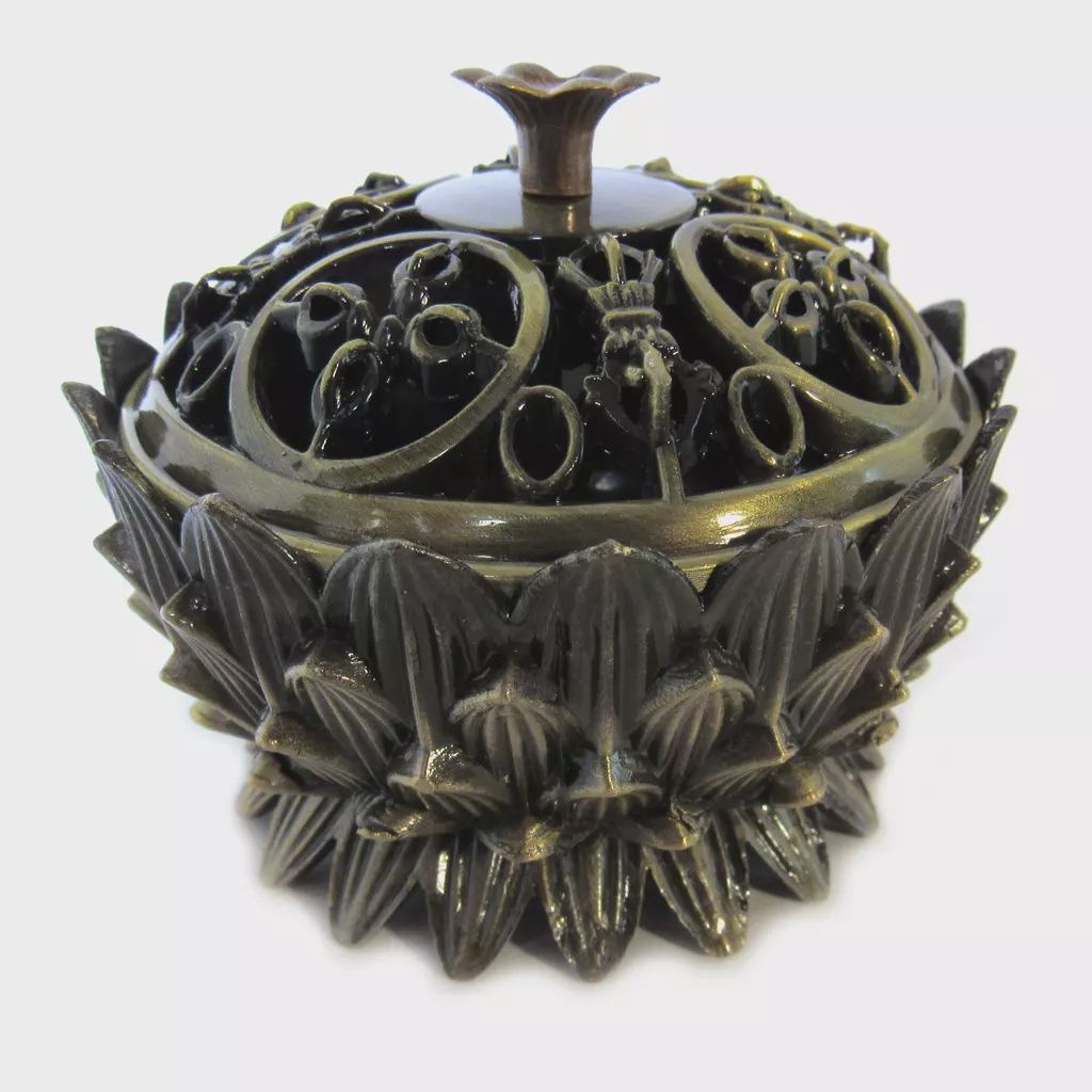 Lotus Incense Burner, Antique Bronze