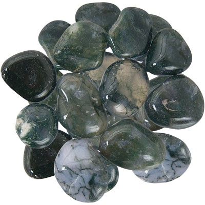 Moss Agate, Tumbled, 1 ounce