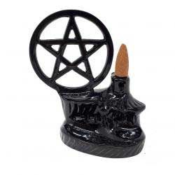 Pentagram back flow incense burner, 5 inch