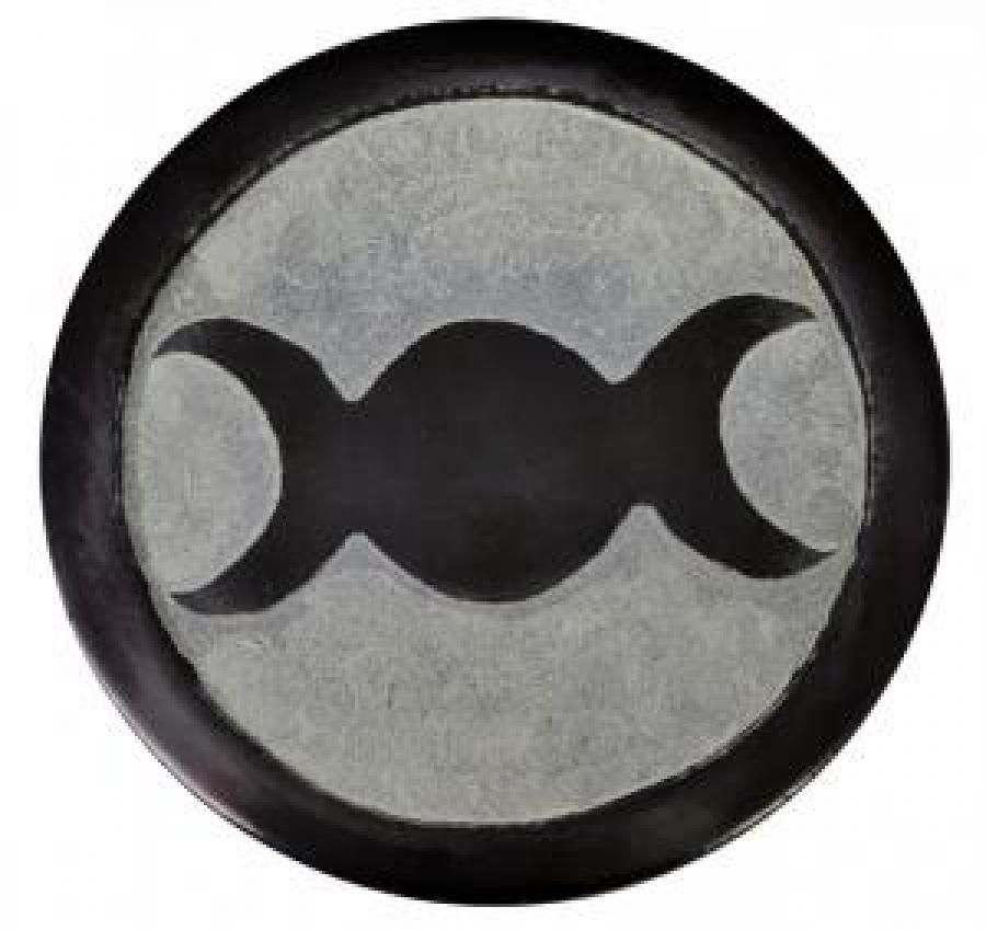Soapstone Triple Moon Tile - 6 inch diameter