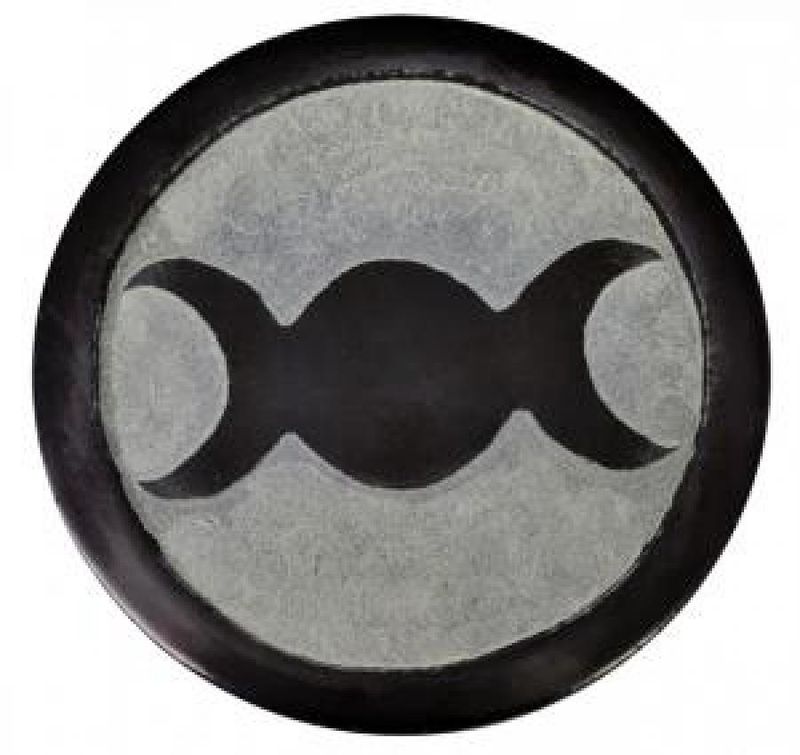 Soapstone Triple Moon Tile - 6 inch diameter