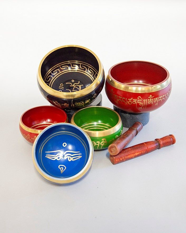 Assorted Color Tibetan Singing Bowl 4 inch with cushion