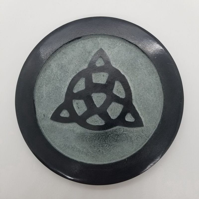 Triquetra Carved Soapstone Altar Tile 6 inches