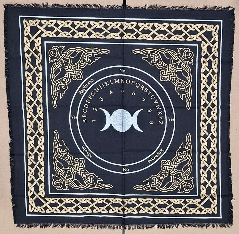 Triple Moon Altar Cloth with Ouija Board Print