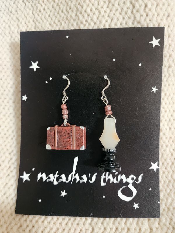 Vintage Travel Case and Lamp Earrings
