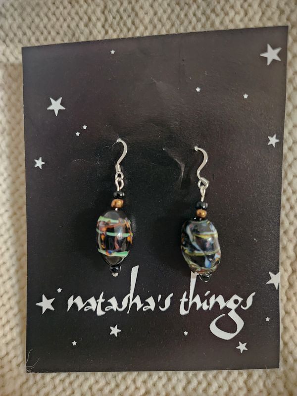 Black Glass Earrings