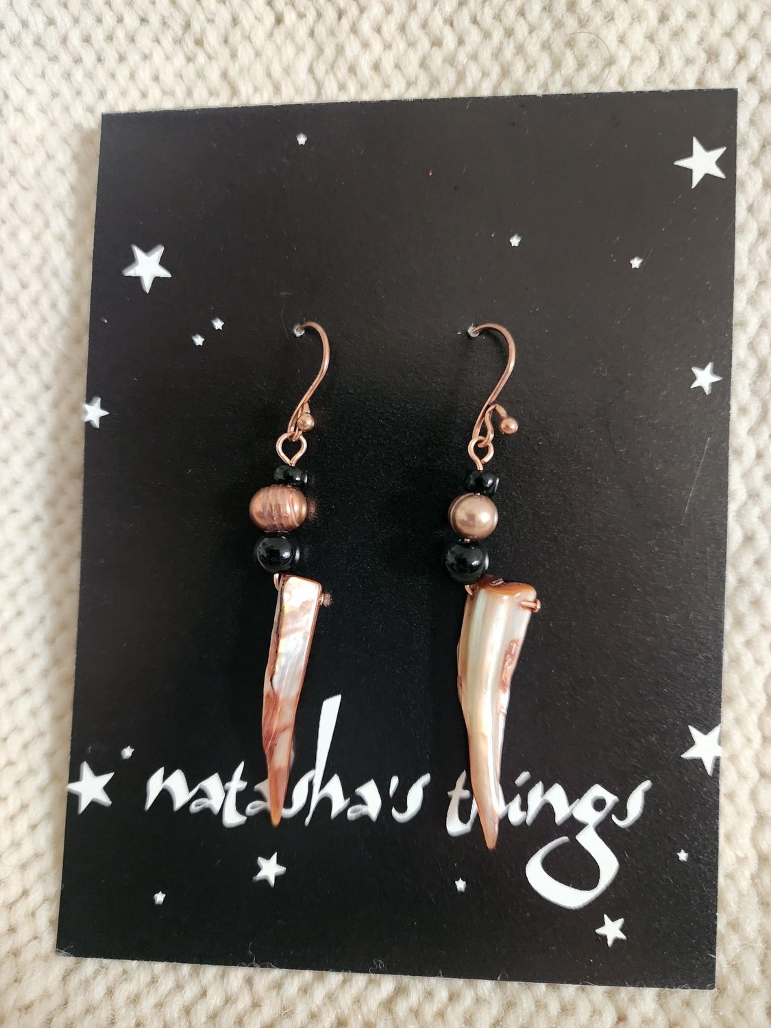 Pink and Copper Shell Drop Earrings