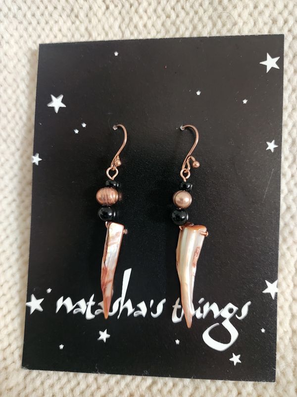 Pink and Copper Shell Drop Earrings