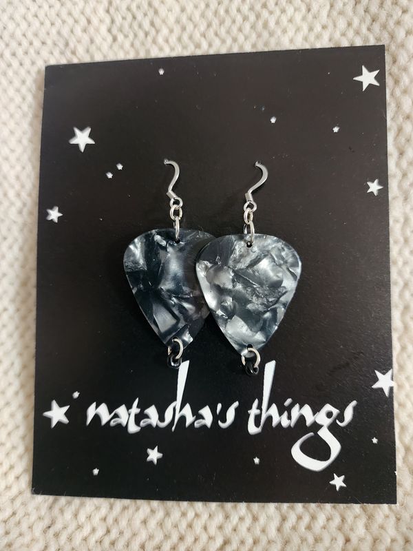 Bedazzled Guitar Pick Earrings