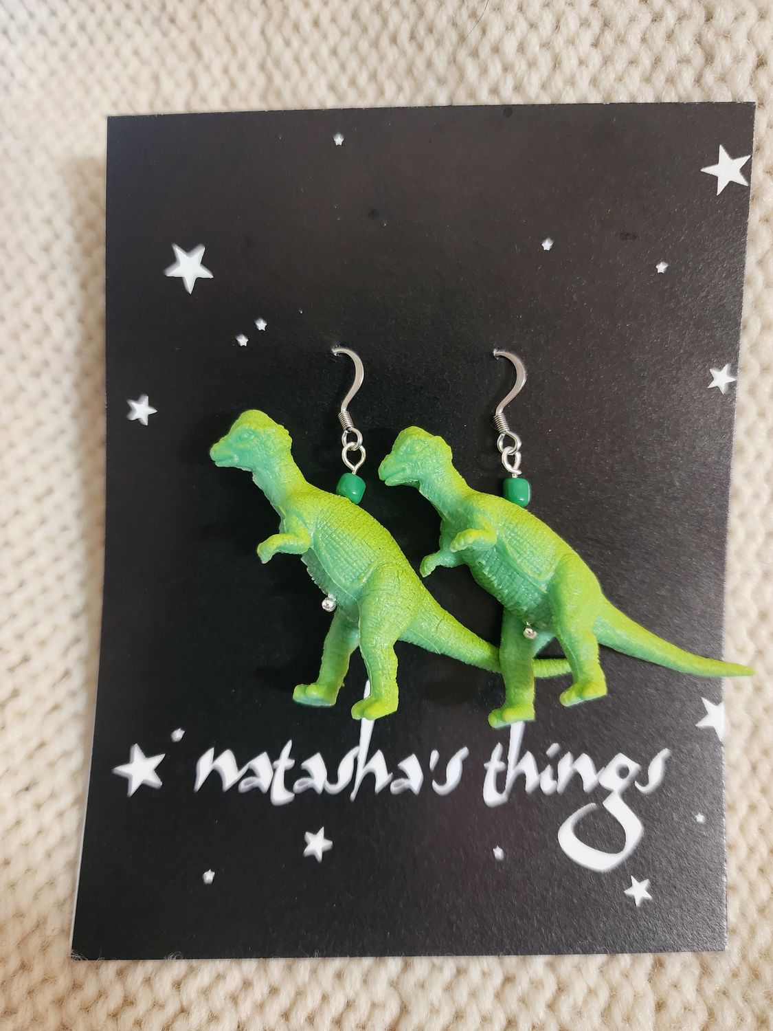 Green Dinosaur Earrings