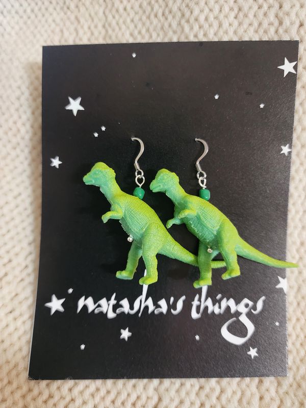 Green Dinosaur Earrings