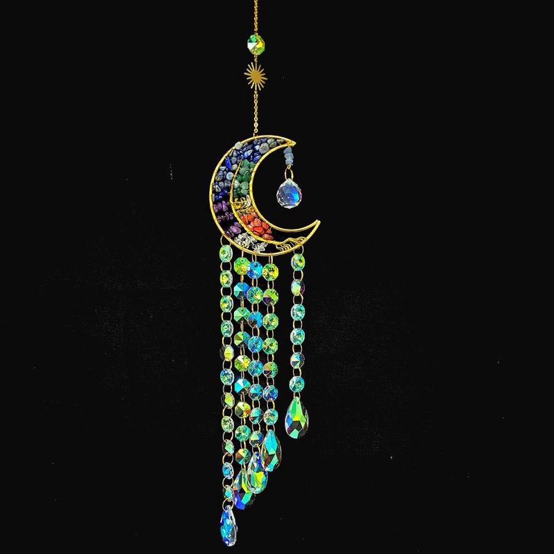Rainbow Gemstone, Moon &amp; Crystal Suncatcher