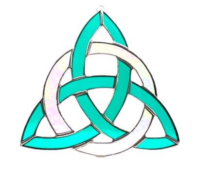 Celtic Knot Stained Galss Cutout in Teal