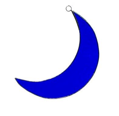 Crescent Moon Stained Glass in Royal Blue