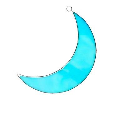 Crescent Moon Stained Glass in Light Blue