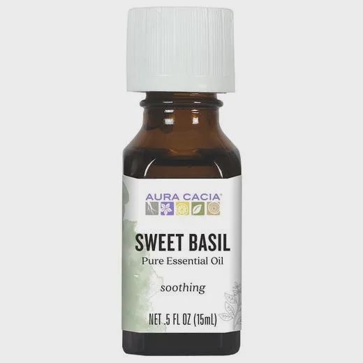 Sweet Basil, Aura Cacia Essential Oil 0.5 fluid ounce