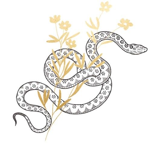 Twisty Snake Flowrs Tattoo Pair