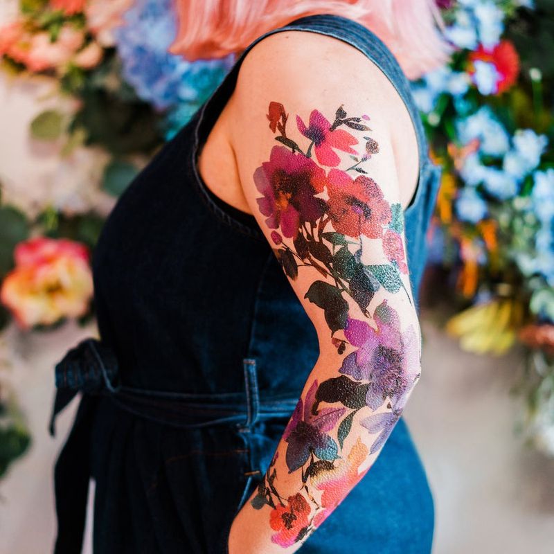 Painted Floral Sleeve Kit Tattoo