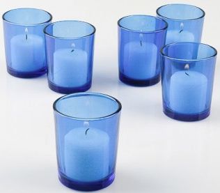 Blue Glass Candle Holder