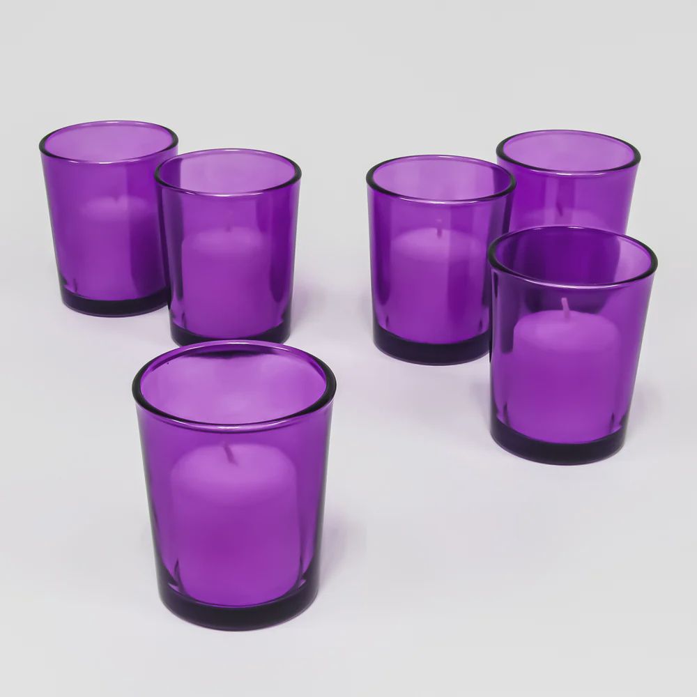 Purple Glass Candle Holder